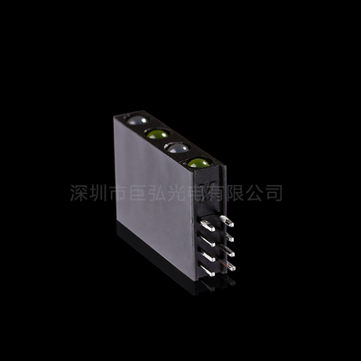 四孔四灯黄黄绿双色 定制 4 孔灯座防串光 直插 LED 带黑色灯座套子灯